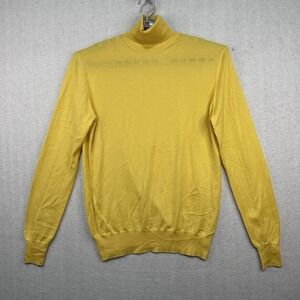 Manrico Cashmere/Silk Turtleneck Men's Large Sweater Yellow Made In Italy